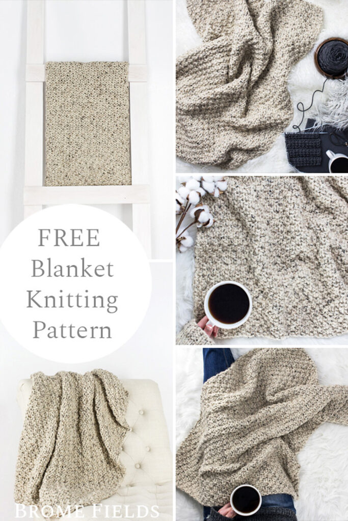 multiple pics of a beginner hand knit  blanket