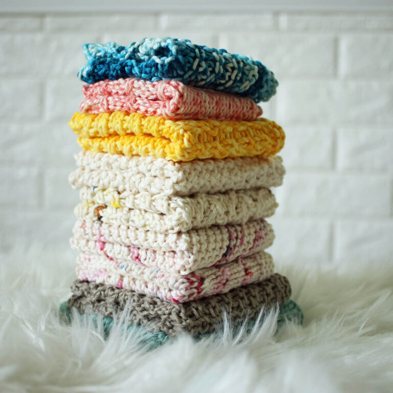 multiple hand knitted dishcloths