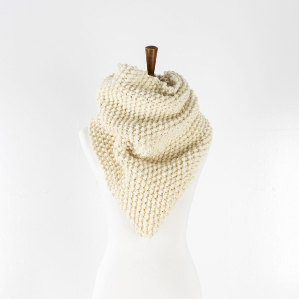 chunky knit shawl on a dress form