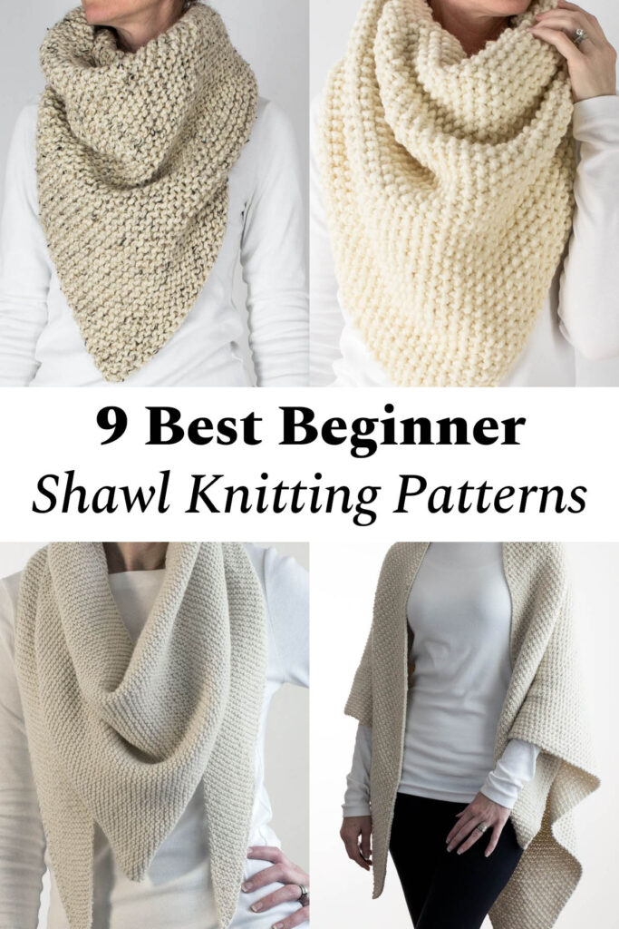 4 pics of hand knitted shawls