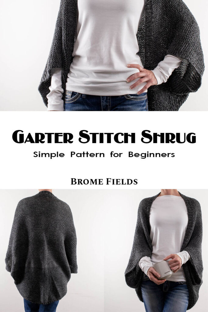 multiple pics of a cozy knitted shrug on a model
