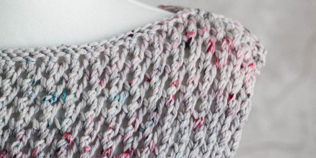 up-close pic of the top lace on the lace top knitting pattern