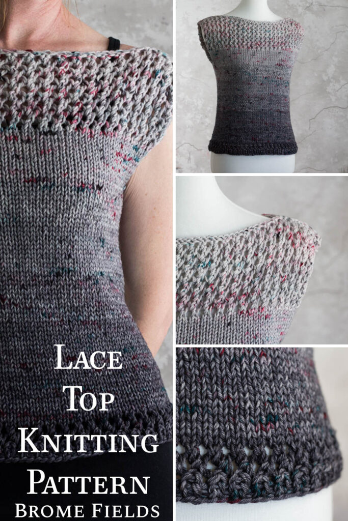 4 pics of a hand knit lace top