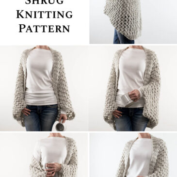 multiple pics of a lace knit scoop shrug on a model