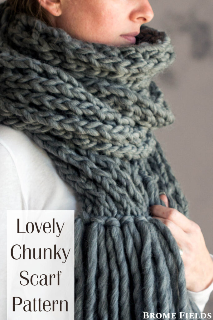 chunky knit scarf on a model.