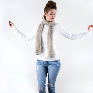 lightweight scarf on a model.