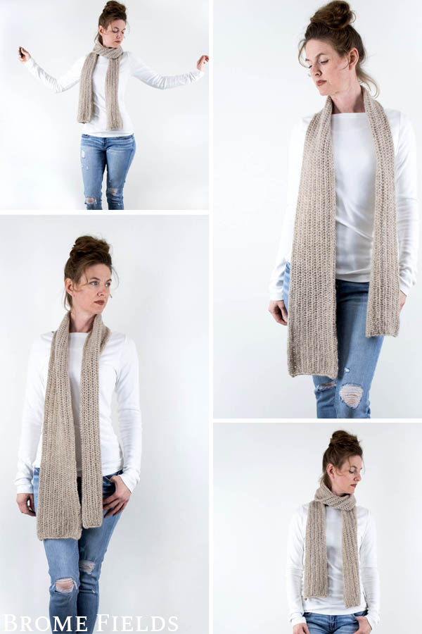 multiple pics of a lightweight scarf on a model.