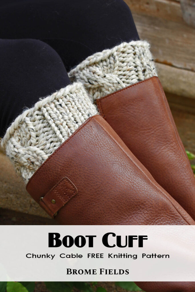 Cable knit boot cuffs worn with boots