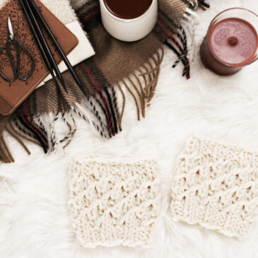 Chunky Boot Cuffs laying on a faux fur blanket