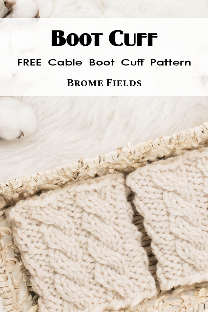 cable knit boot cuffs laying on a faux fur blanket