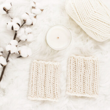 Ribbed Boot Cuffs laying on a faux fur blanket