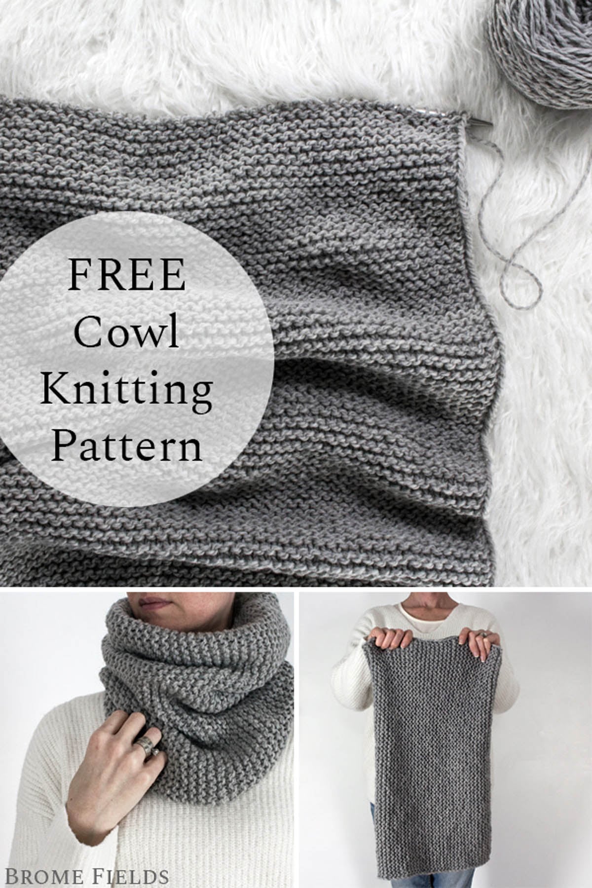 Cowl Knitting Pattern with Straight Needles : Brome Fields