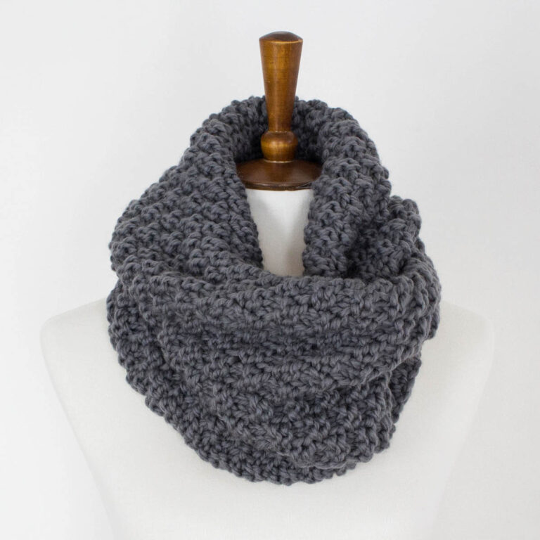 Cowl Scarf laying on a faux fur blanket
