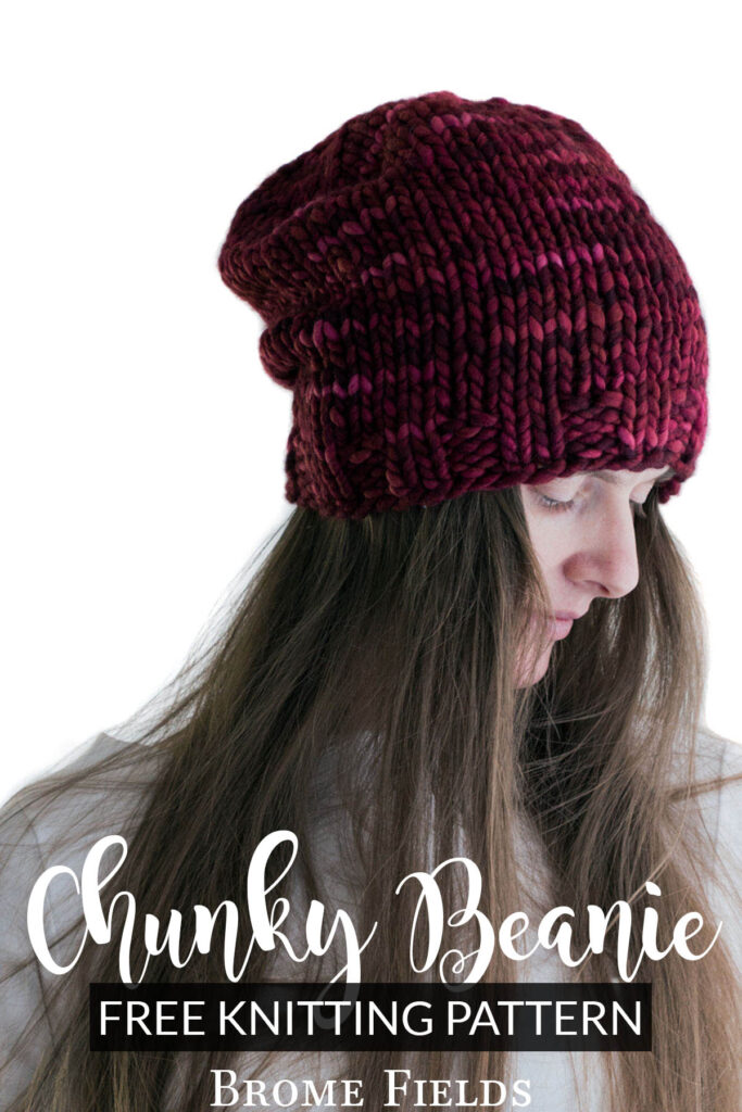 model wearing a Chunky knit Beanie Hat