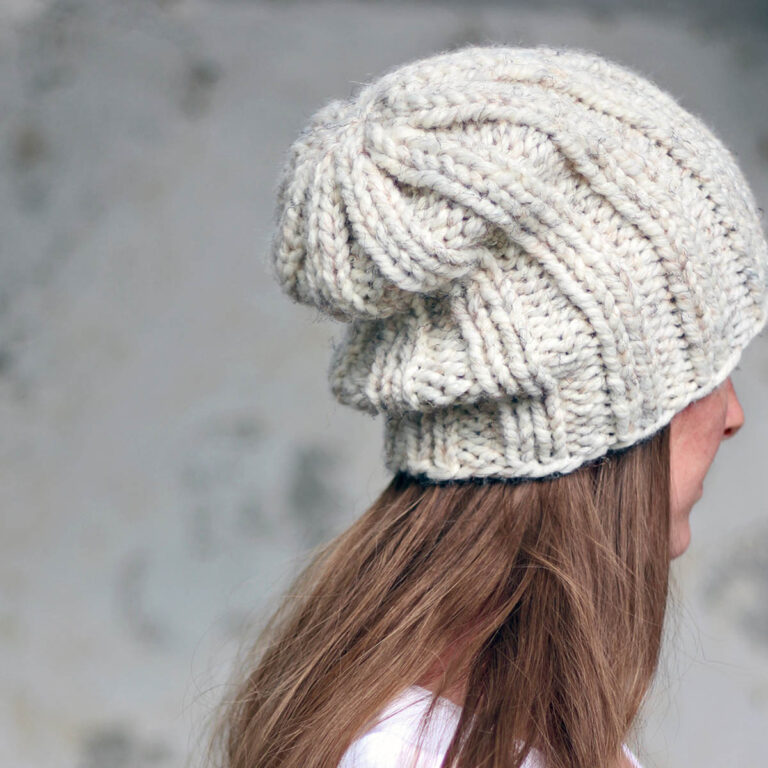 model wearing a double rib knit hat