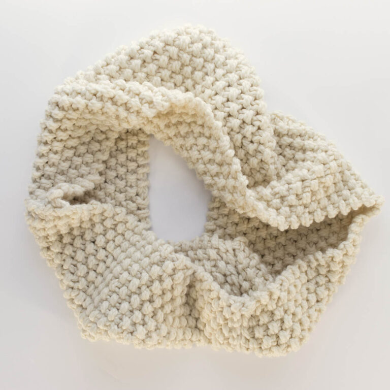 basic cowl knit using the seed stitch