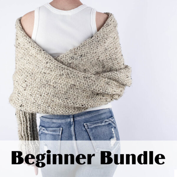 pic of a Sweater Scarf with Sleeves on a model