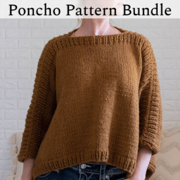 knitted poncho worn by a model