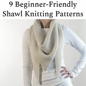 simple triangle knitted shawl on a model