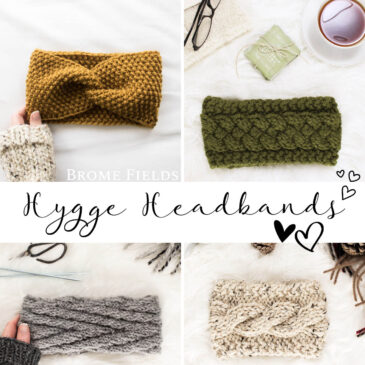 multiple pics of chunky knit headbands displayed laying flat