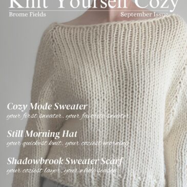 woman wear an oversized chunky knit sweater for the September 2026 Knit Yourself Cozy magazine